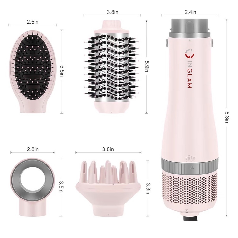 ✨ IG INGLAM 4-in-1 Blowout Hair Dryer Brush Set – Pink (New With Tags) ✨ - Picture 7 of 14